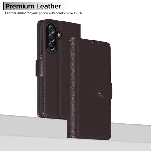 Image of Pikkme Flip Cover for Samsung Galaxy M17 5G / A17 5G / F17 5G Leather Finish | Inside TPU with Card Pockets | Wallet Stand and Shock Proof | Complete Protection Flip Case(Coffee)