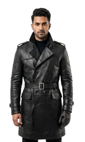 Gabardina negra de piel para hombre ideal para el invierno en la ciudad