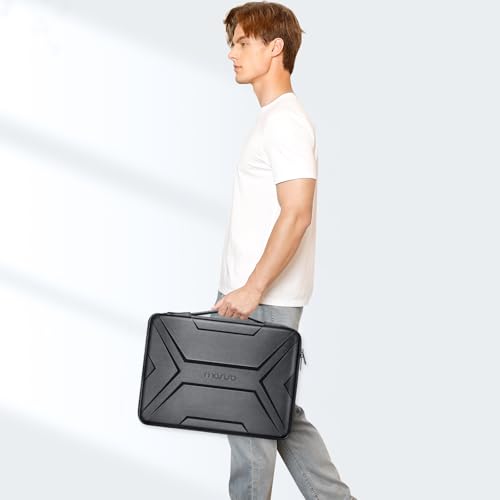 MOSISO 13-14 inch Laptop Hard Case, 13.3 inch Waterproof Shockproof Computer Bag Compatible with MacBook HP Dell,Artistic Geometric EVA Carrying Sleeve Laptop Case Hard Shell with Handle, Black