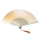 GMBYLBY Traditioneller Faltfächer Mit Farbverlauf Und Quasten Chinesischen Stil Bambusrahmen Handgehalten Für Festivals Und Feiern