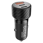 Gizga Essential 68W Triple Port Fast Car Charger with 2 × PD Type-C & USB-A, Overvoltage & Temperature Protection| Compact Portable Car Adapter for iPhone Android Smartwatch Earbud Power Bank(Black)