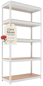 HOMEDANT Regal mit 5 Ebenen, Weiß, 1 Stück