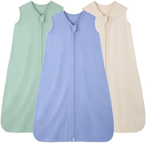 FIEMOL Baby Schlafsack 0.5 Tog Baby Wearable Blankets Baumwolle, 3 Pack Sommer atmungsaktiv Schlafsack für Neugeborene Kleinkind