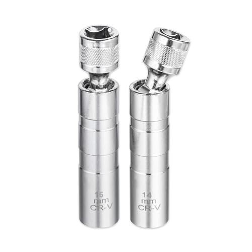GIBOHOM Zündkerzenschlüssel 14mm und 16mm, 2 Stück Magnet Universal Flexibel Zündkerzenschlüssel Satz Werkzeuge zum Entfernen für die Autoreparatur