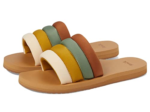 Sanuk Women's Puff N Slide St Sandal, Sage/Mustard, Size 9 #TOP21