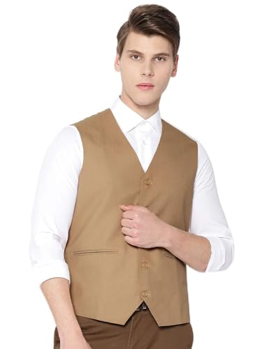 Men Slim Fit Cotton Blend Waistcoat Half Jacket (Silver, 36)