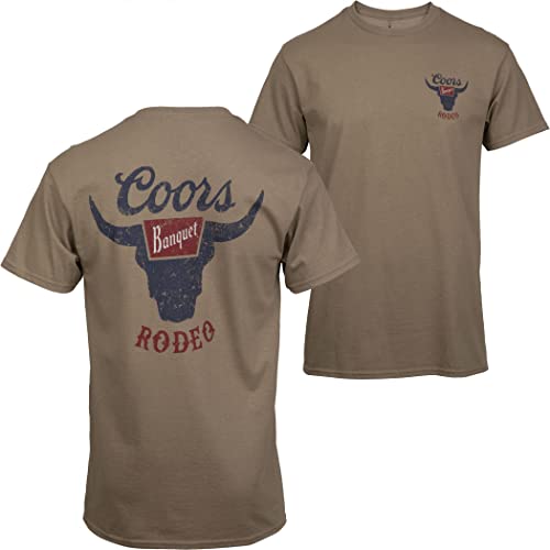 Brew City Coors Banquet Distressed Rodeo Logo Tan Adult Men's Classic Fit T-Shirt
