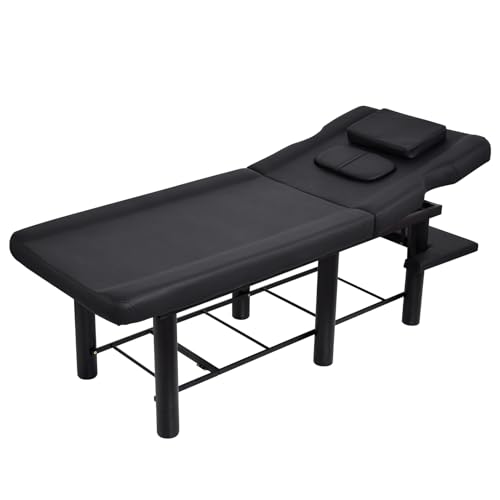 Heavy Duty Massage Table, Wide Massage Table | Stationary Massage Bench Heavy - Adjustable Back Metal Beautician Table for Beautician, Spa, Hairdresser
