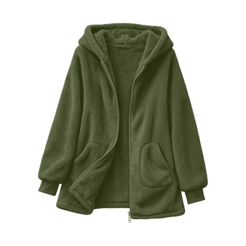 Women’s Plush Hoodie Jacket Fuzzy Zip Up Coat Long Sleeve Winter Outerwear - image 6