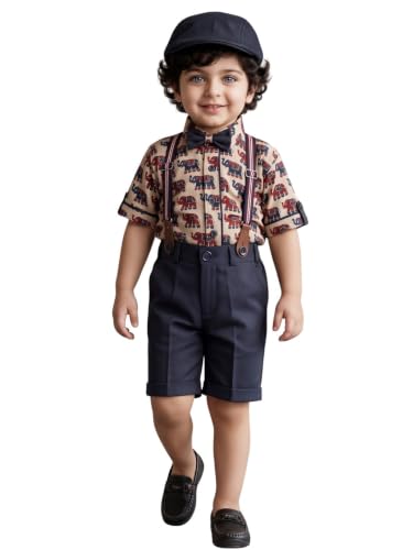 Image of AJ DEZINES Kids Casual Wear Clothing Cotton Shirt Short Set For Boys