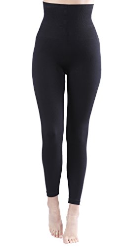 Yenita Damen Shapewear Slim Leggings, Taillen-Leggings, Bauchweg Miederhose, schwarz, Gr. L