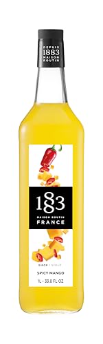 1883 - Maison Routin Premium Spicy Mango Syrup Natural Fruit Syrup Absolute for Cocktails and Mocktails Iced Teas Desserts and More No Preservatives 1L Glass Bottle