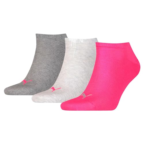 PUMA Femme Puma Invisible 3p Chaussettes de sport, Gris (Middle Grey Mélange/ Pink 656), 35-38 EU