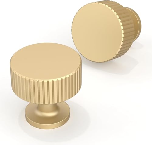 Asimerdeco 20 Pack Brushed Gold Cabinet Knobs Single Hole Cabinet Pulls Round Kitchen Cabinet Knobs Drawer Knobs Dresser Knobs