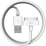 Critin Câble de charge 30 broches pour iPhone 4/4S 3G/3GS, iPad 1/2/3, ancien câble de charge USB compatible avec iPod Nano/Touch, connecteur dock 30 broches, 1 m