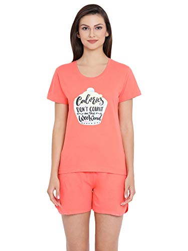 Image of Clovia Women's Cotton Rich Printed Top & Shorts