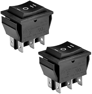 Heschen Przełącznik kołyskowy ON-OFF-ON DPDT 6 terminali 16 A 250 V AC czarny 2 szt
