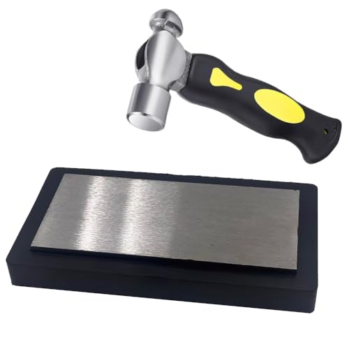7.8x4.2Steel Bench Block Flat Anvil Jewelers Tool with Tough Rubber Block Jewelry Stamping Hammer Jewelry Metal Stamping Tools for Jewelry Making & Metal Stamping (Rectangle)