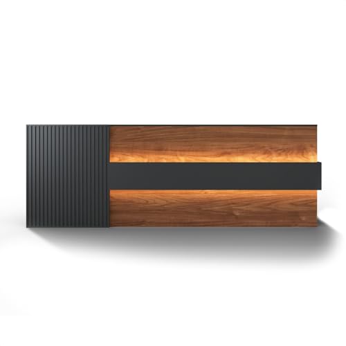 YTElantivo 78" Modern L-Shaped Reception Desk with LED Lights & Mobile File Cabinet,Black Brown Office Front Desk Reception Counter with Drawers & Lock (Black & Brown, 78 * 24 * 43IN)