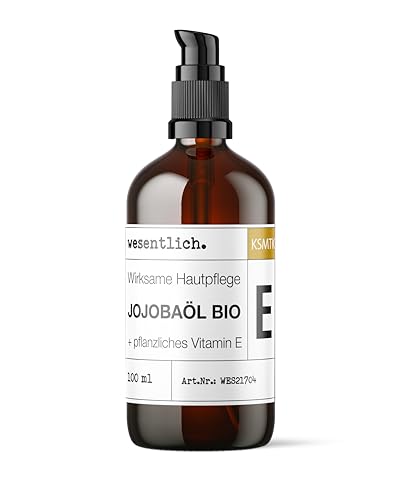 Aceite de jojoba orgánico + vitamina E (100 ml) – 100% natural de wesentlich. – con dispensador