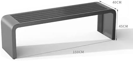 Stainless Steel Outdoor Bench - Modern Curved Design Garden Furniture, Weatherproof Metal Seating for Patio, Park, Backyard - 100x45x40cm (Silver)