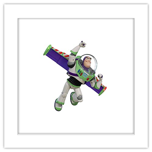 Art mural Buzz l'Éclair Disney Pixar - Tableau Toy Story 4 encadré blanc 30,5x30,5 cm
