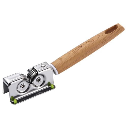 Afilador de cuchillos manual inoxidable 7, 7 con mango de madera, herramienta para afilar cuchillos de cocina