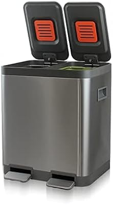 JAVA Base 分別ゴミ箱 ダブルコンパートメント ２分別 ペダルビン ステンレス ゴミ箱 20L (10L+10L) メタリックシルバー