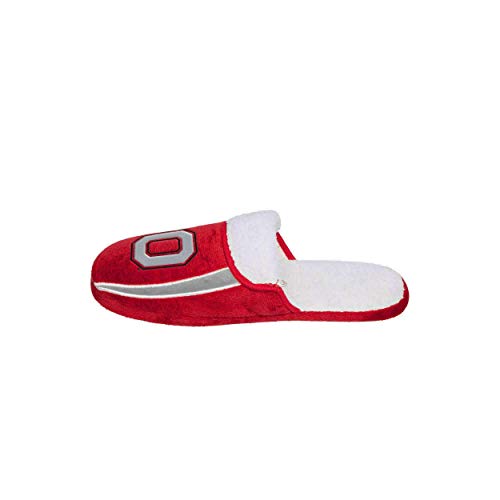 Image of FOCO mens NCAA College Team Logo Sherpa Moccasin Slippers