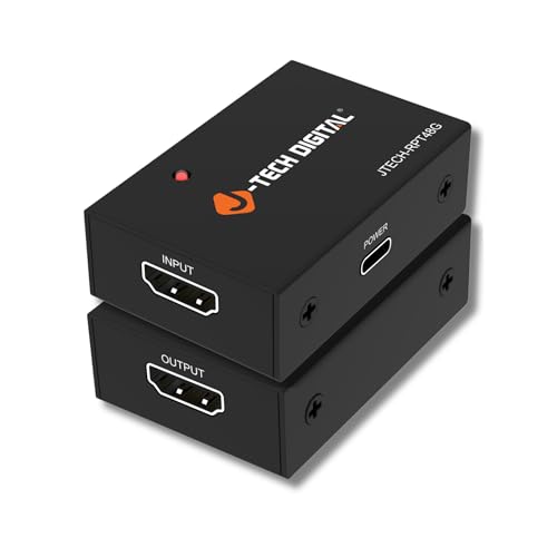 J-Tech Digital 8K HDMI 2.1 Repeater 48Gbps HDMI Signal Booster Extender 8K@60Hz (49ft) 4K@60Hz (66ft) HDR10 HDCP DSC 7.1 Audio USB-C Powered for PS5 Xbox PC Blu-ray [JTECH-RPT48G]
