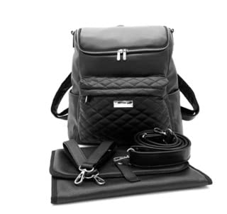 Bellaboo Lily USA - Bolso cambiador para bebé, color negro, con fijación, parte superior lavable de piel vegana, muy elegante, ónix, Negro