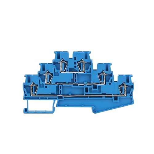 Bloque de terminales de tres niveles ST2.5-3L, conectores para riel DIN azul, 50 uds