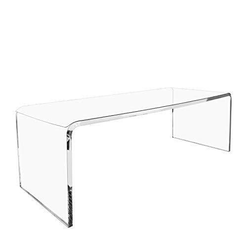 WAHFAY Acrylic Coffee Table, 50\" L x 20\" W x17 H x 4/5\'\' Thick, Modern Clear Table for Living Room, Waterfall Table with 1.5mm PVC Table Cover Protector