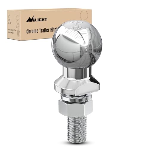 Image of Nilight 2 inch Chrome Trailer Hitch Ball | 3,500 lbs, 3 /4 inch x 1-3 /4 inch Shank Universal fit Trailer Hitch Ball Custom Engineered for Heavy Duty Towing