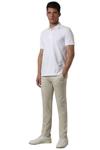 Image of Peter England Men's Straight Fit Mid Rise Chino Casual Trouser with Premium Dobby