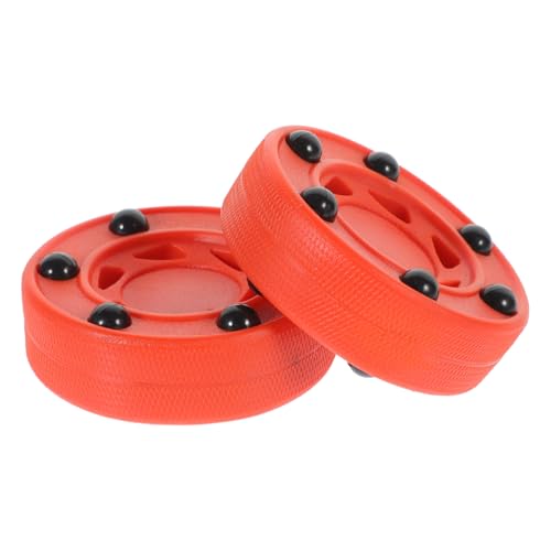 JUMPLAWN Professional Inline Hockey Puck Set 2pcs Training Roller Hockey Balls Sturdy ABS Material for Practice and Games Suitable for Ages