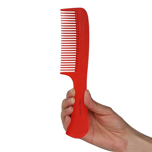 Allegro Combs #1004 Wide Tooth Unbrakable Detangling Comb, Ombré Electroplated Glossy Finish, Handle Comb for Curly Thick Wavy Natural Hair (Strawberry)