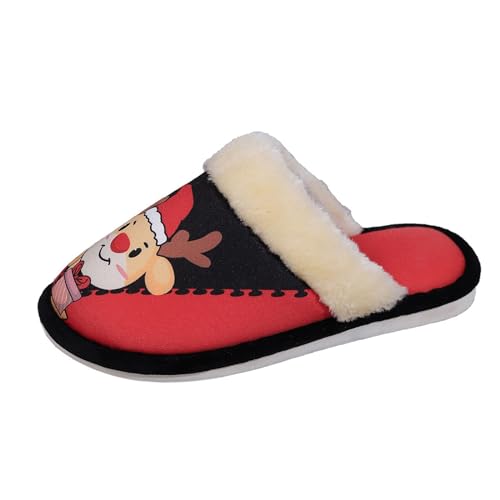 RTPR Calor de invierno para el hogar, zapatillas antideslizantes para parejas, invierno, Navidad, hogar, cálido, antideslizante, algodón, arrastre para hombres y mujeres, plataforma de moda, zapatos