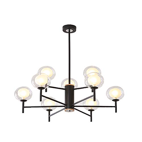 G9 Nordique Lustre En Verre En Boule,Lustre à Boule à Bulles Créatif,Pour Salon Salle Salle à Manger Chambre Chambre Modèle-Noir. 9 têtes
