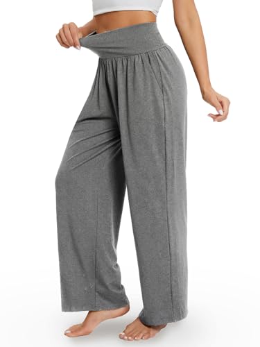 Image of Gracyoga Wide Leg Yoga Pants for Women Casual Loose Cozy Sweatpants High Waisted Lounge Pajama Flowy Pants With Pockets