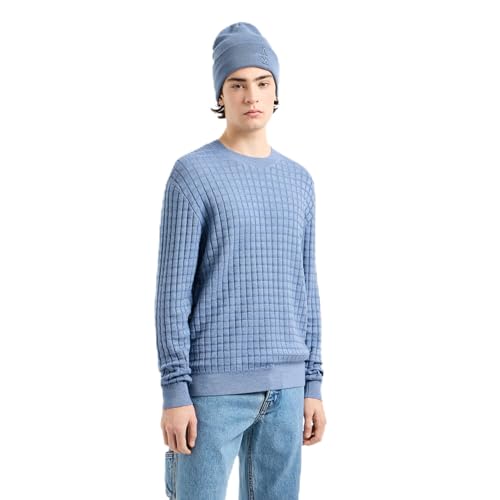 Armani Exchange Mens Wool Mix Pullover Sweater with Grid Detail