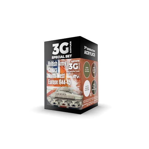 AK Interactive 3G Acrylic Paint Set - British Army Colors North-West Europe 1944-45 (AK11679), Black