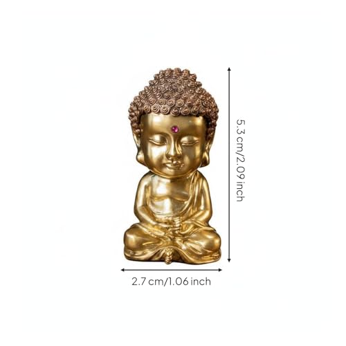 Statuette bouddhiste cuivre ornement Bouddha compact solide de bureau - 3
