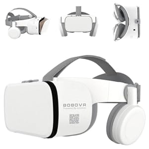 Handy-VR-Headset, Virtual-Reality-Brille, kompatibel mit iPhone 17, 16, 15, 14, 13, 12 Pro, Samsung Galaxy S24, S23, S22, S21, VR-Brille mit kabellosen Kopfhörern für Erwachsene und Kinder, Weiß