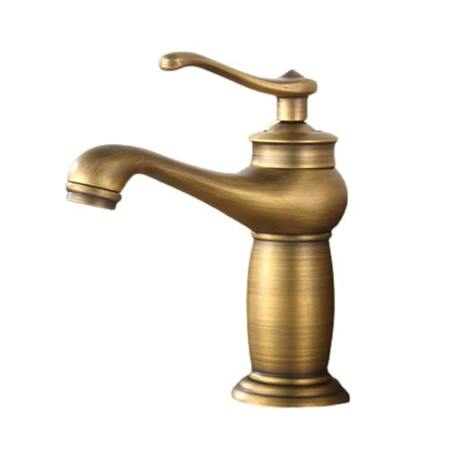 Robinetterie Lavabo Robinet Antique Tout En Cuivre, Lavabo Monotrou Sous Le Comptoir, Lavabo Chaud Et Froid Rétro, Couleur Bronze