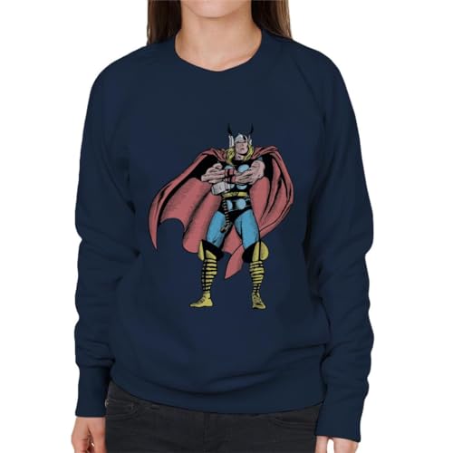 All+Every Marvel Comic Thor Arms Folded Pose Women's Sweatshirt Navy Blue