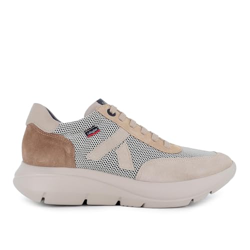 CALLAGHAN - Zapato Deportivo Casual de Piel y Tela,Rejilla,Sneakers con Cordones y Suela de Goma para: Hombre Color: Testa Talla:44