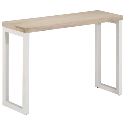 vidaXL Mesa Consola, Mesita de Sofá con Almacenaje, Mueble Auxiliar, Decoración para Salón Entrada Pasillo Recibidor, Madera Maciza de Mango y Hierro