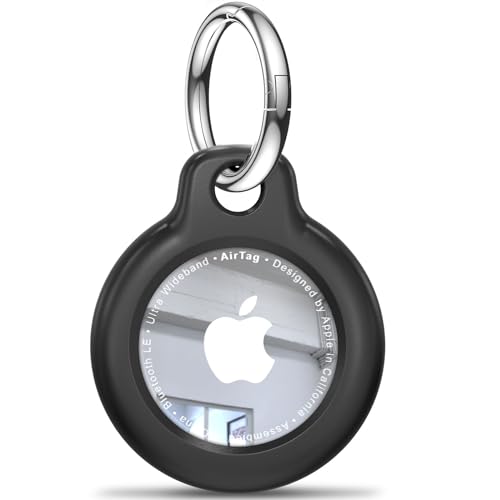 Air tag Holder Apple Air Tag Case with Keychain, Hard PC Anti-Drop Airtags Key Chain for Air Tags Case, Airtag Device Accessories for GPS Item Finder Tracker - Black
