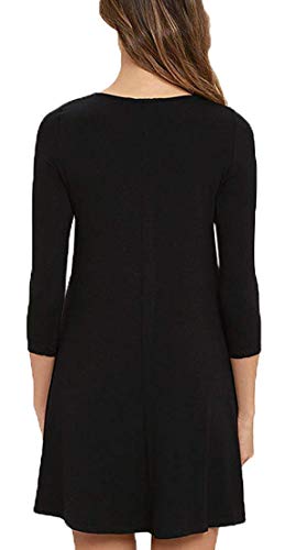 VIISHOW Womens Round Neck 3/4 Sleeves A-line Casual Tshirt Dress with Pocket3